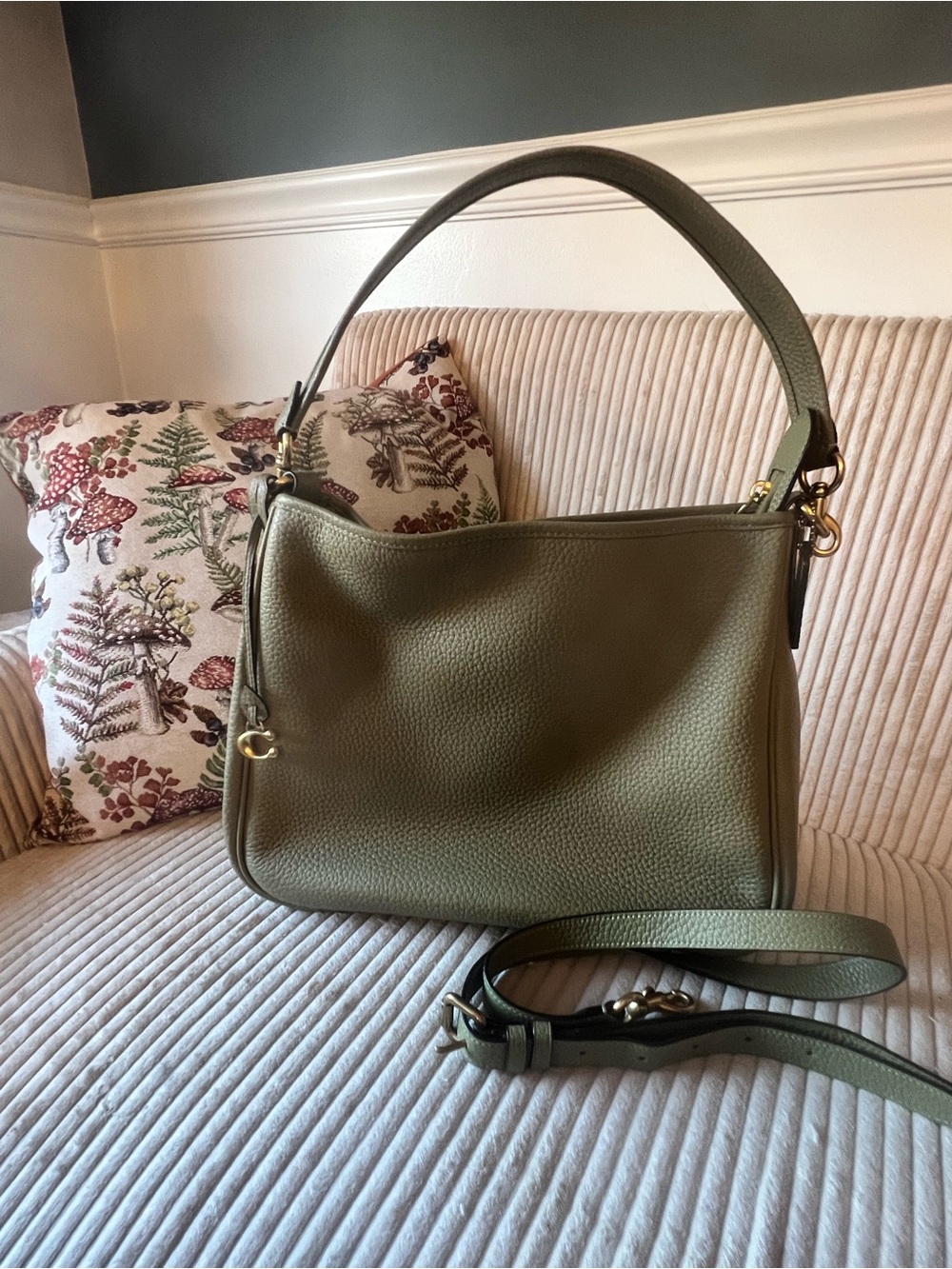 Coach Moss Green Cary Shoulder Bag with Crossbody Strap